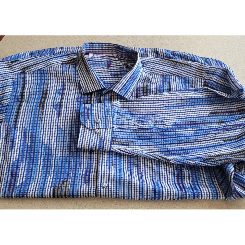 Visconti Black Button Shirt,‎ Mens, 3xlb, Blue, Dress, Casual, LONGSLEEVE